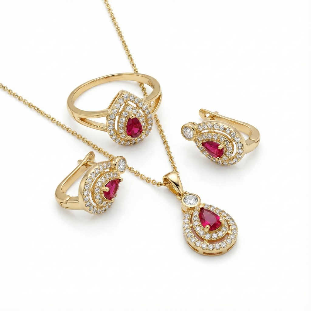 Royal Ruby Teardrop Set
